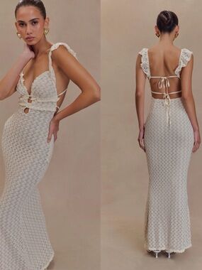 Meshki | Dresses | Terese Off Shoulder Knit Maxi Dress Cream | Poshmark